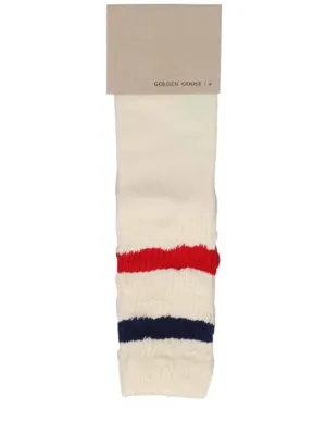 Golden Goose   High blue &amp; red stripe rib cotton socks 