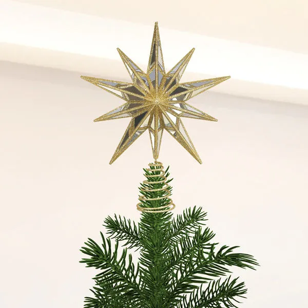 12" Gold Double-Sided Mirrored Star Tree Topper