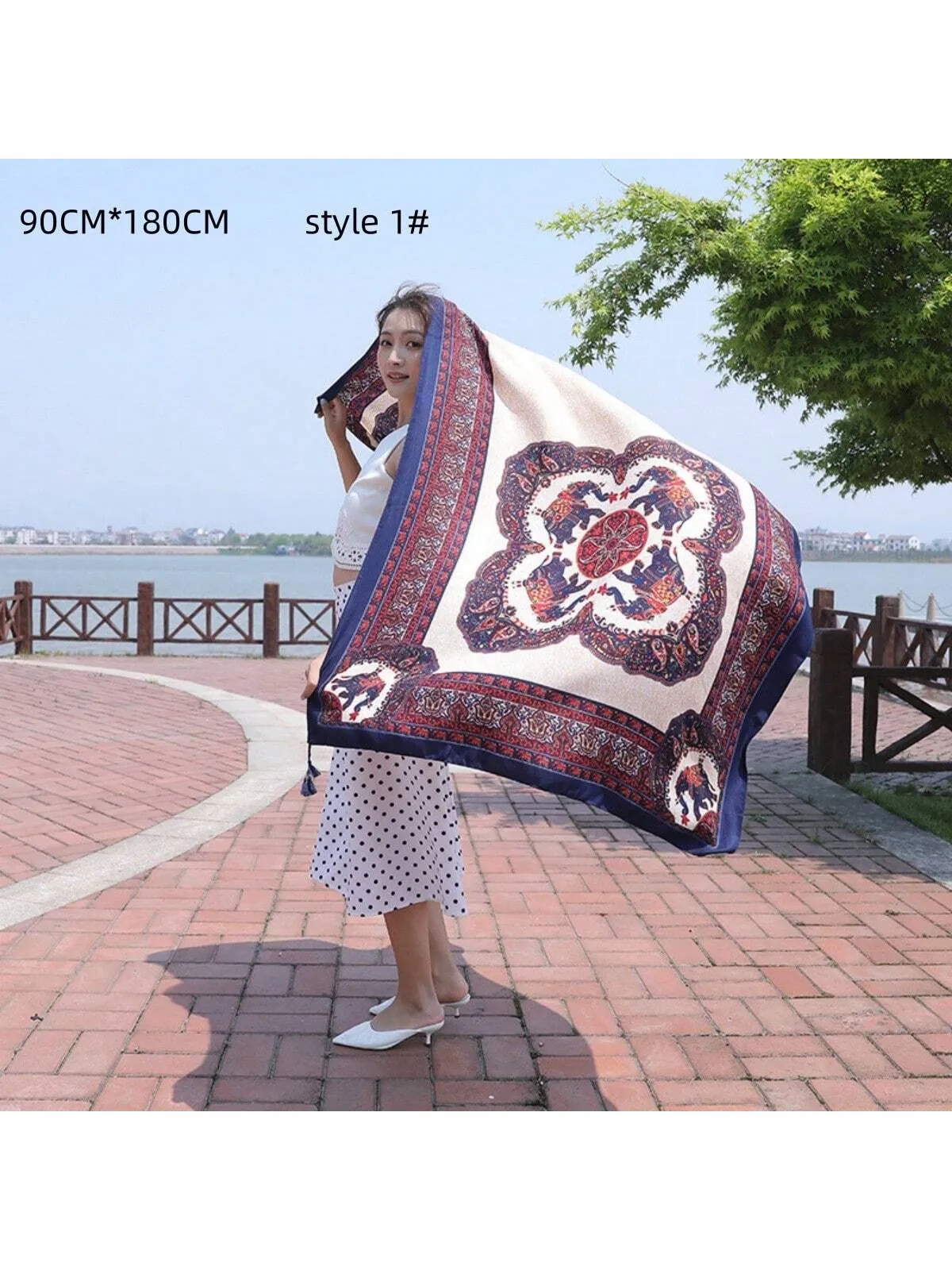 1pc Summer Cotton-Linen Travel Scarf Sunscreen Shawl Women's Beach Towel For Holiday And Air-Conditioned Places