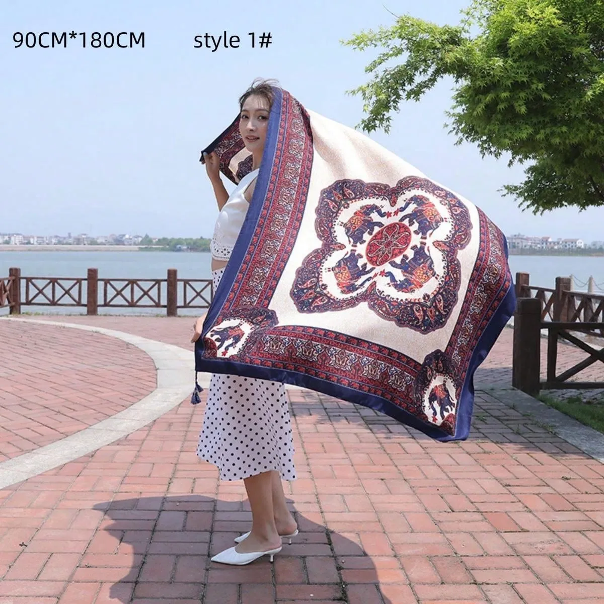 1pc Summer Cotton-Linen Travel Scarf Sunscreen Shawl Women's Beach Towel For Holiday And Air-Conditioned Places