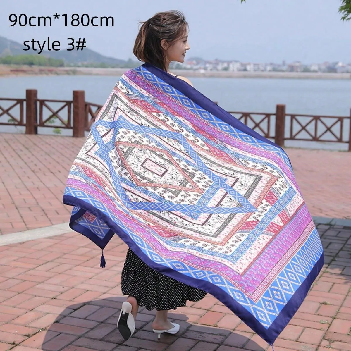 1pc Summer Cotton-Linen Travel Scarf Sunscreen Shawl Women's Beach Towel For Holiday And Air-Conditioned Places