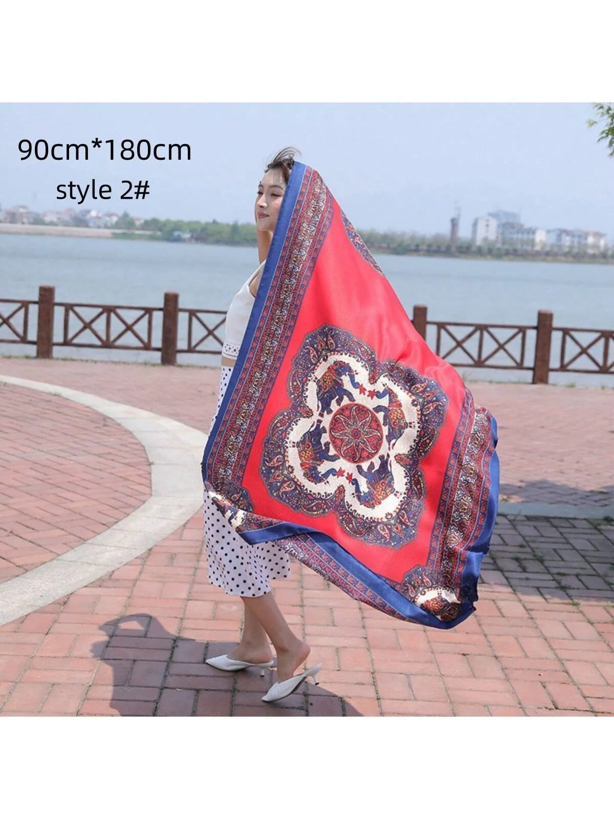 1pc Summer Cotton-Linen Travel Scarf Sunscreen Shawl Women's Beach Towel For Holiday And Air-Conditioned Places