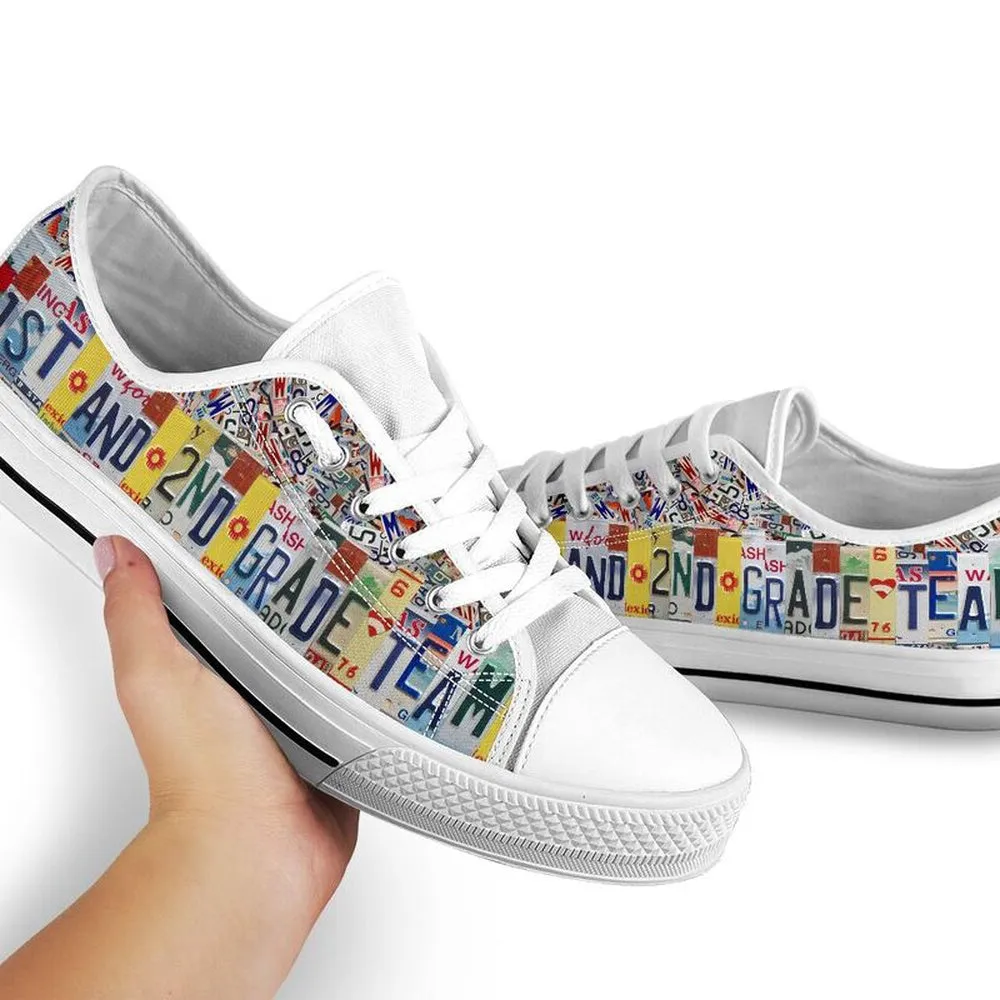 1St And 2Nd Grade Team License Plates Low Top Shoes, Teacher Shoes, Low Top Sneakers