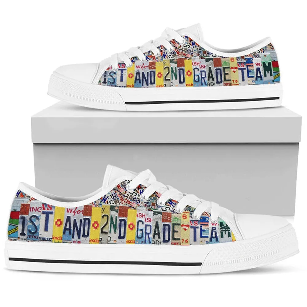 1St And 2Nd Grade Team License Plates Low Top Shoes, Teacher Shoes, Low Top Sneakers