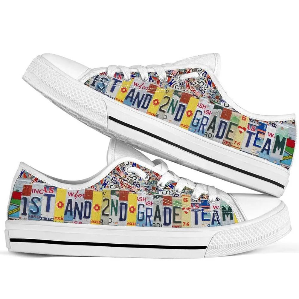 1St And 2Nd Grade Team License Plates Low Top Shoes, Teacher Shoes, Low Top Sneakers