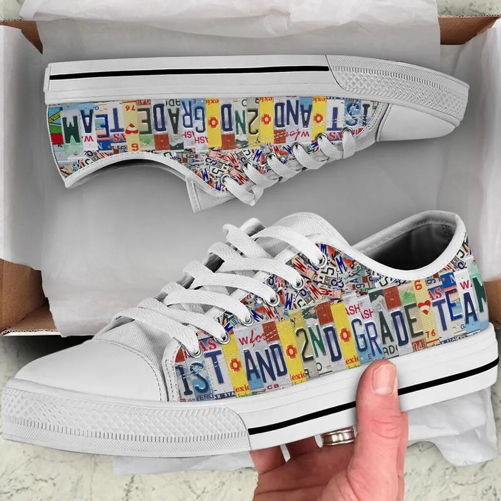 1St And 2Nd Grade Team License Plates Low Top Shoes, Teacher Shoes, Low Top Sneakers