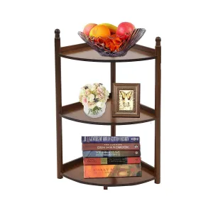 3 Tiers Free Standing Bamboo Corner Shelving Rack, Multi-Functional Wall Corner Shelving Bookcase