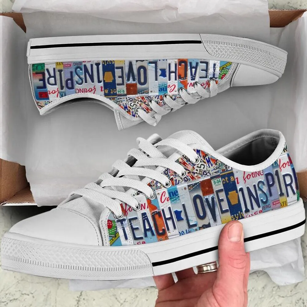 4Th 5Th Grade Math License Plates Low Top Shoes, Teacher Shoes, Low Top Sneakers