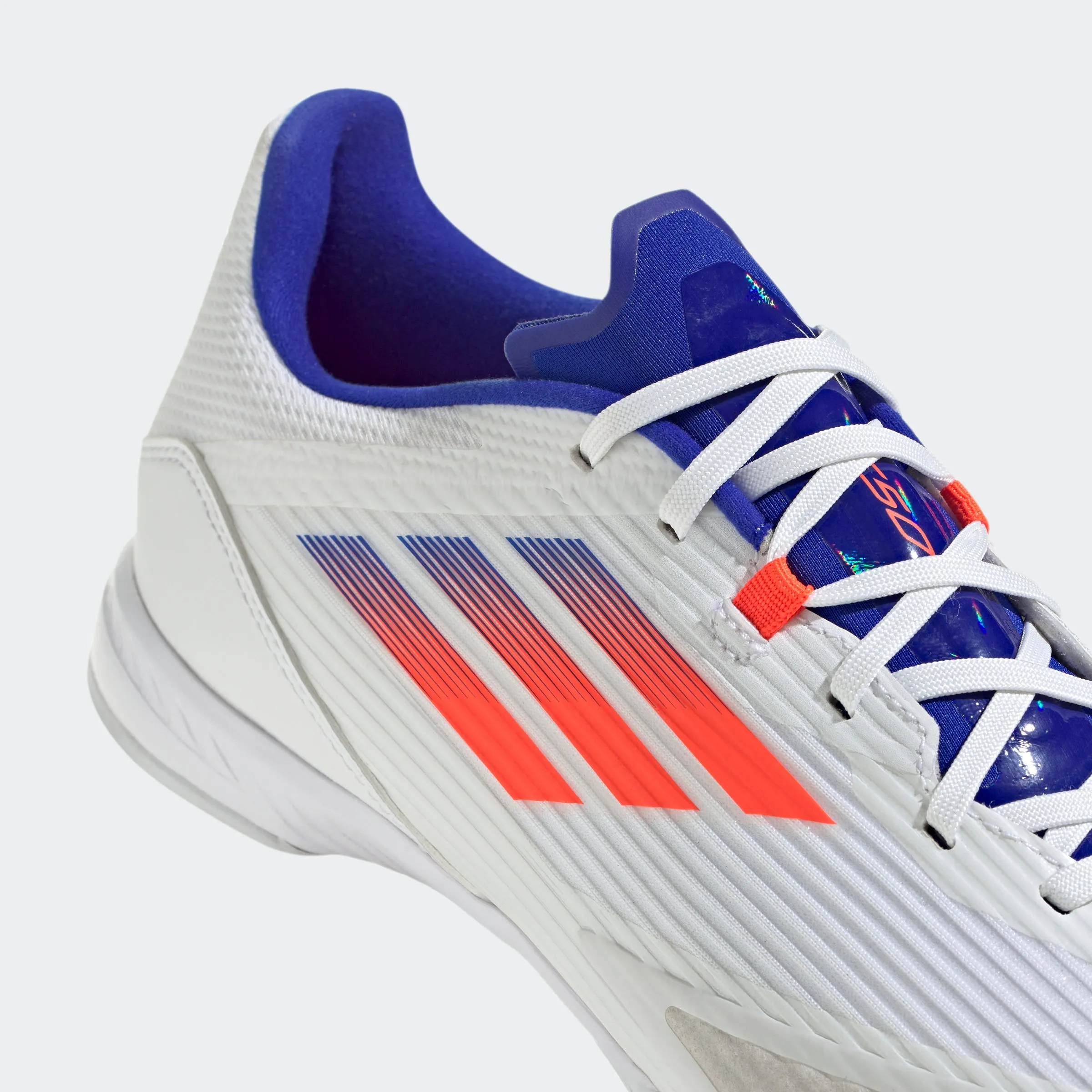 adidas F50 League Indoor Soccer Shoes | Cloud White-Solar Red-Lucid Blue | Men's