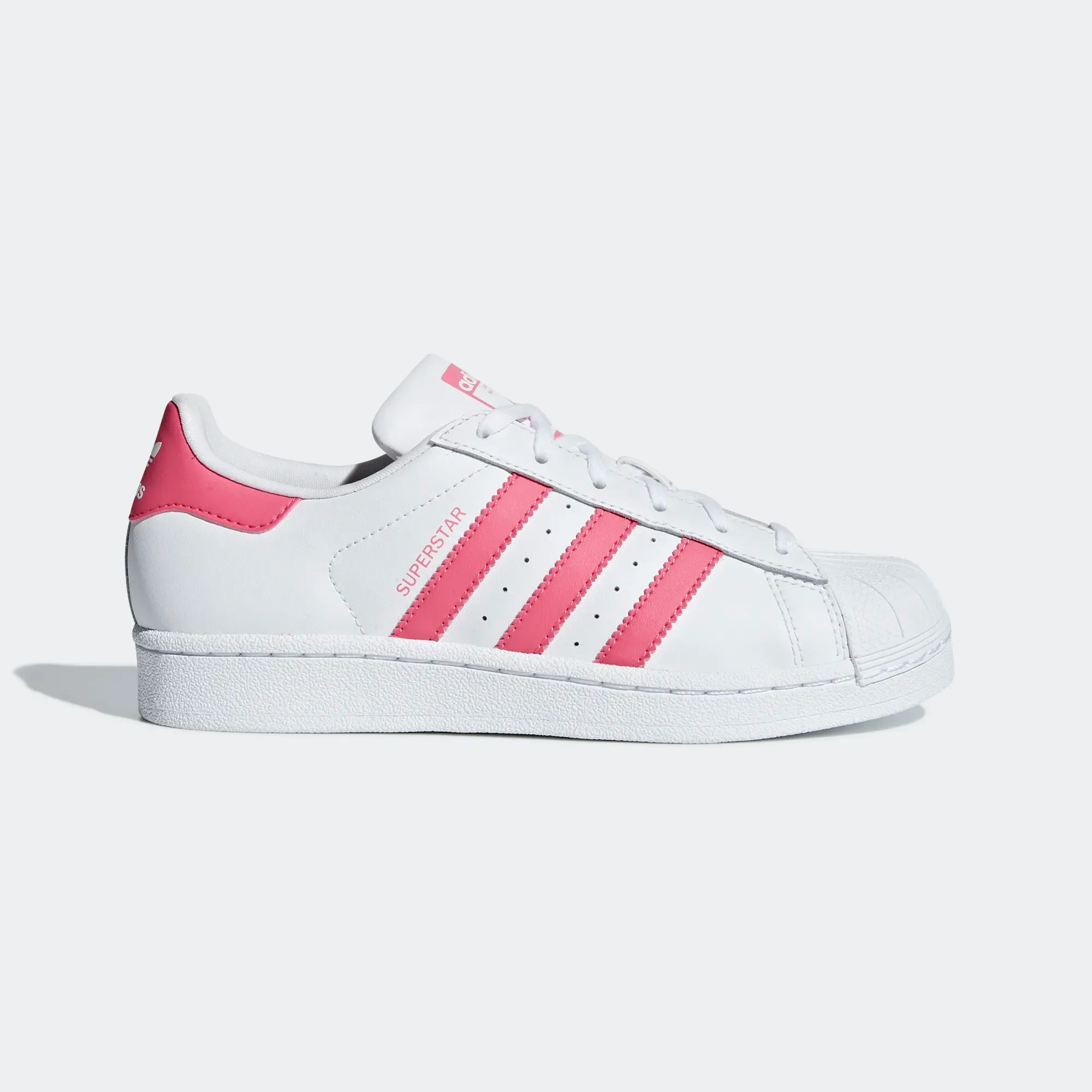 Adidas Kid's Superstar Shoes - Cloud White / Real Pink