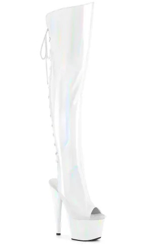 ADORE-3019HWR White Holo Knee High Boots