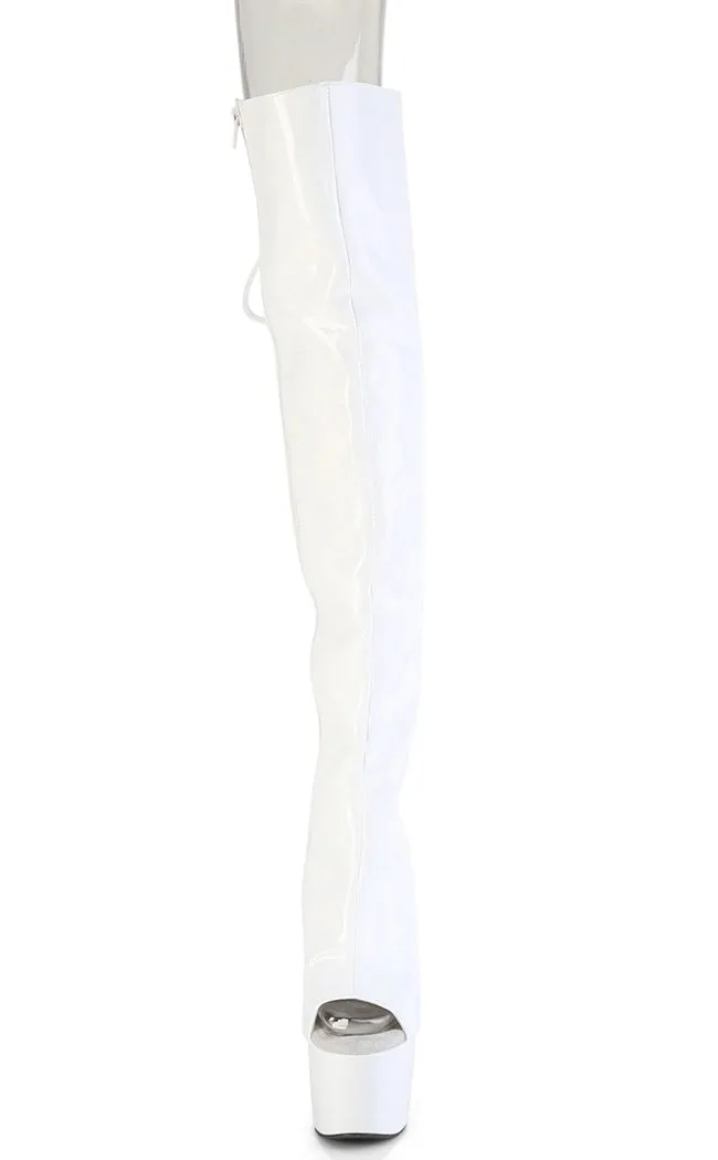 ADORE-3019HWR White Holo Knee High Boots