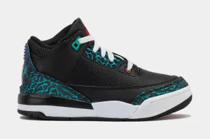 Air Jordan 3 Retro Black and Hyper Jade Preschool Lifestyle Shoes (Black/Siren Red/Hyper Jade/White)