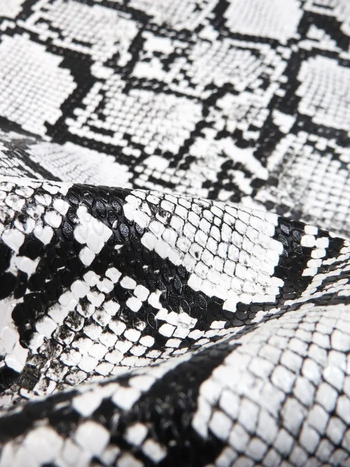 Arctic White-Black / Calico Python Snake Vinyl Fabric