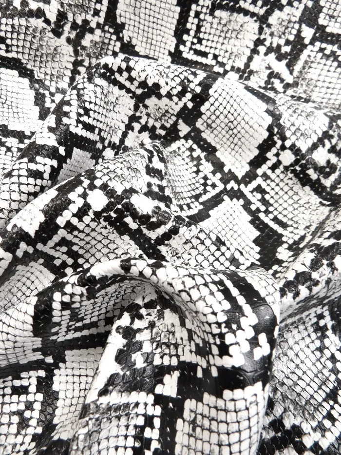 Arctic White-Black / Calico Python Snake Vinyl Fabric