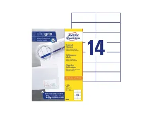 Avery 3653 Self Adhesive Multi-Purpose Labels, 105 x 42.3mm, 14labels/sheet, 100sheets/pack