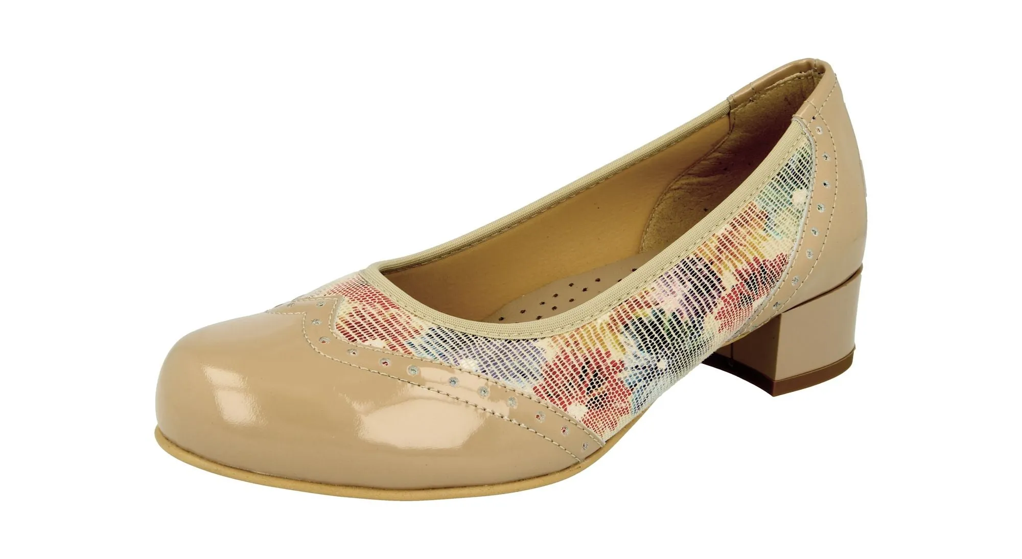 Badminton Beige Floral Wide Fit Court Shoe