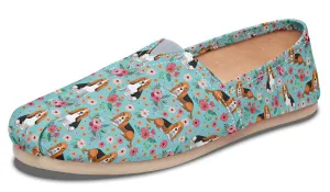 Basset Hound Flower Casual Shoes