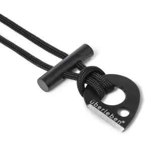 Überleben Leicht Fire Starter - Necklace Ferro Rod - 5/16" (8mm) Thick Fire Steel - 12,000  Strikes, Sparks Up to 5,500F/3000C - Survival Igniter with 550 Paracord Neck Lanyard & Multi-Tool Striker