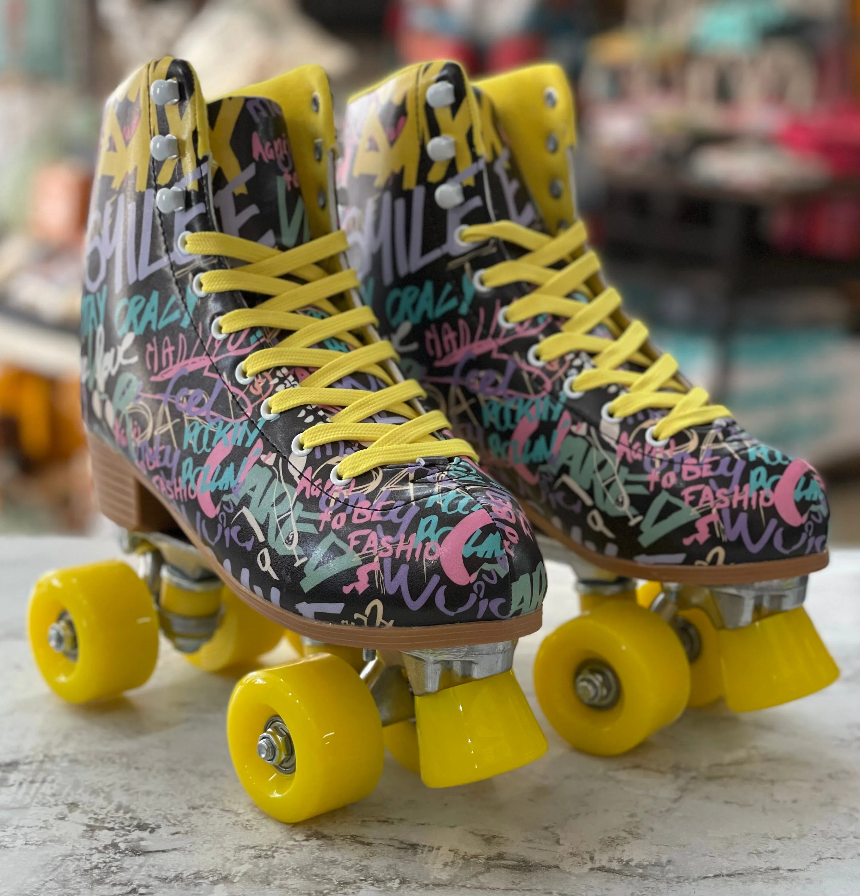 Black Graffiti Roller Skates