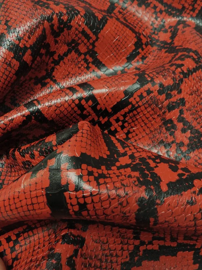 Blood Red / Calico Python Snake Vinyl Fabric