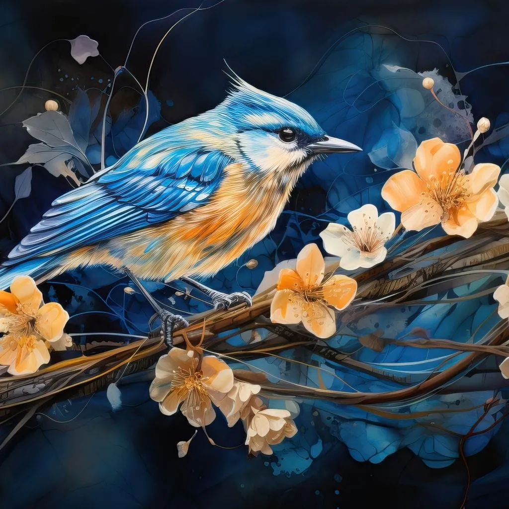 Blue Bird on a Branch