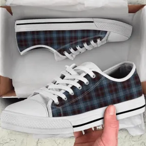 Blue Plaid Low Top Shoes, Low Top Sneaker, Low Top Canvas Shoes