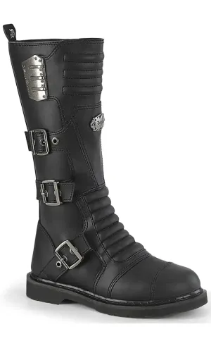 BOLT-405 Black Knee High Moto Boots