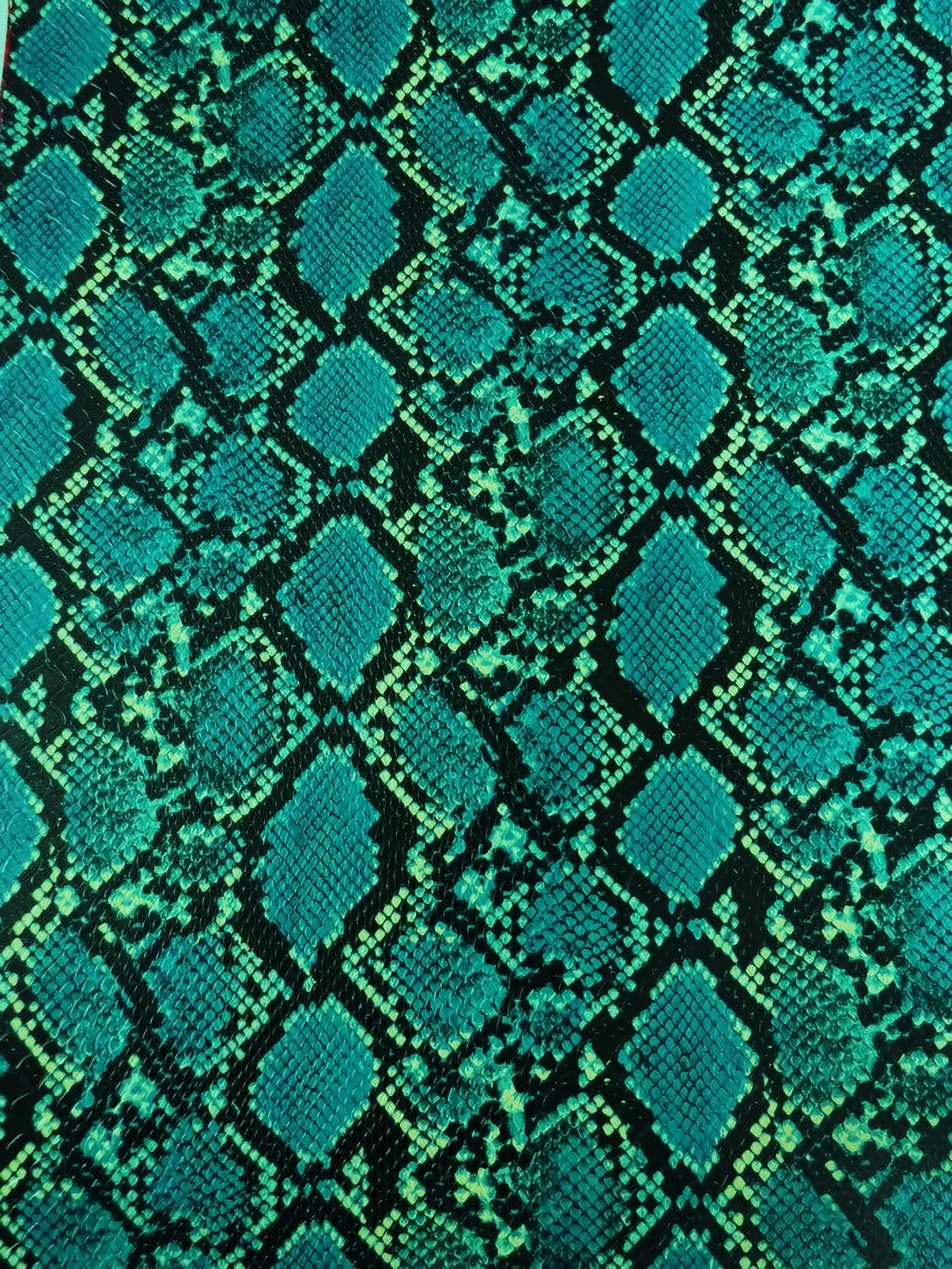 Carribean Turquoise / Calico Python Snake Vinyl Fabric