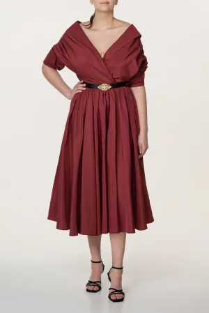 Carrie Taffeta Midi Dress in Pomegranate