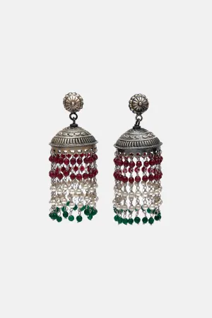 Chandelier Looking Multi Coloured Pearl Jhumkis