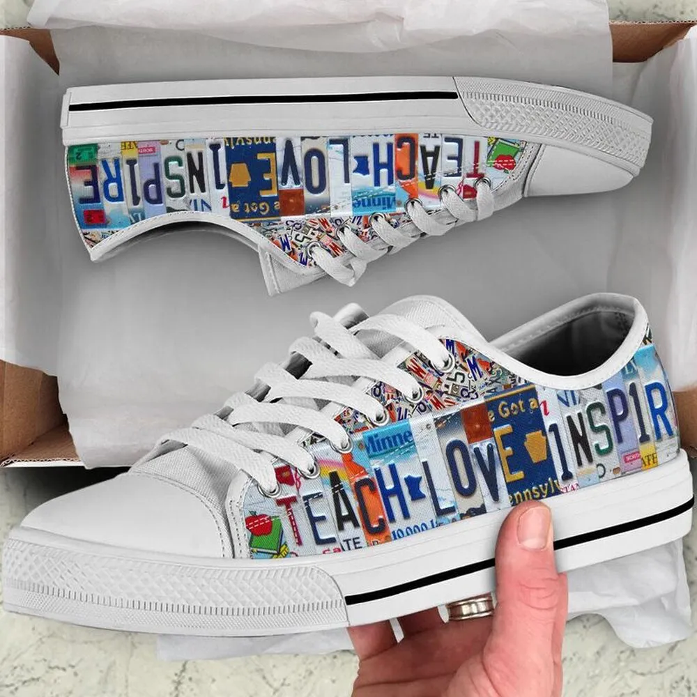 Chemistry Teacher Inspire License Plates Low Top Shoes, Teacher Shoes, Low Top Sneakers