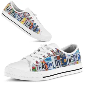 Chemistry Teacher Inspire License Plates Low Top Shoes, Teacher Shoes, Low Top Sneakers