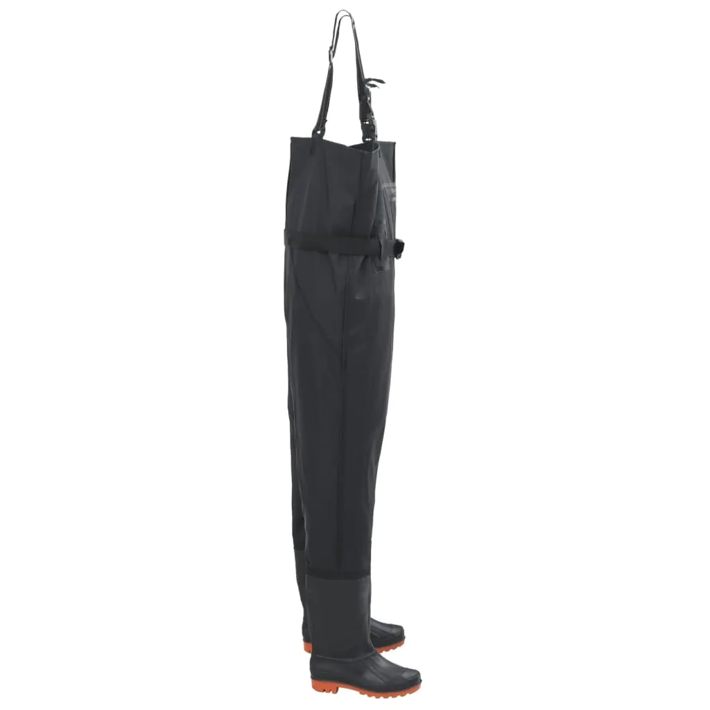 Chest Waders with Boots and Belt Black Size 41