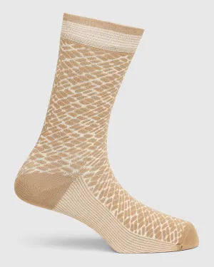 Cotton Beige Textured Socks - Sadio