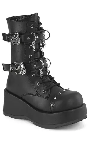 CUBBY-54 Black Vegan Leather Ankle Boots