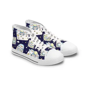 Cute Penguin in Paper Mail Women's High Top Sneakers