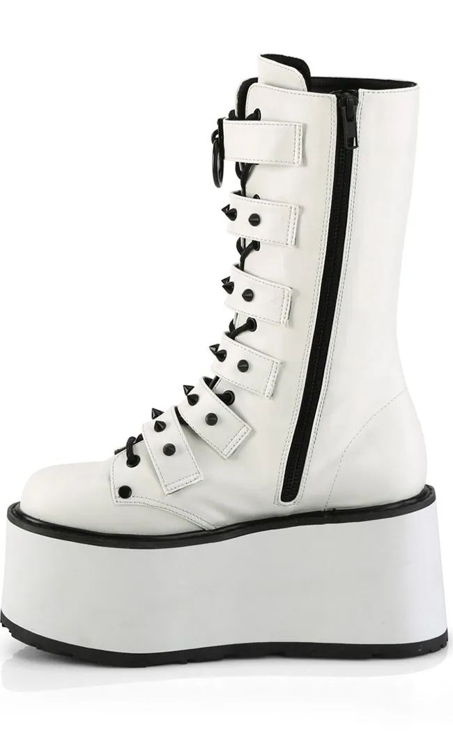 DAMNED-225 White Vegan Leather Boots