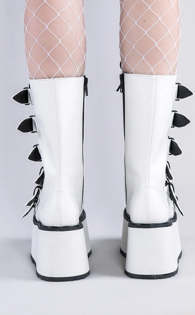 DAMNED-225 White Vegan Leather Boots