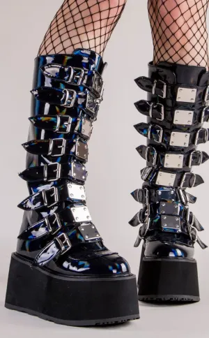 DAMNED-318 Black Holographic Boots