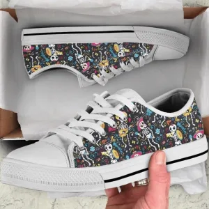 Day Of Dead Band Mariachi Skeletons Colored Low Top Shoes, Low Top Sneaker, Low Top Canvas Shoes