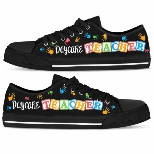 Daycare Teacher Colorful Hands Alphabet Low Top Shoes, Teacher Shoes, Low Top Sneakers