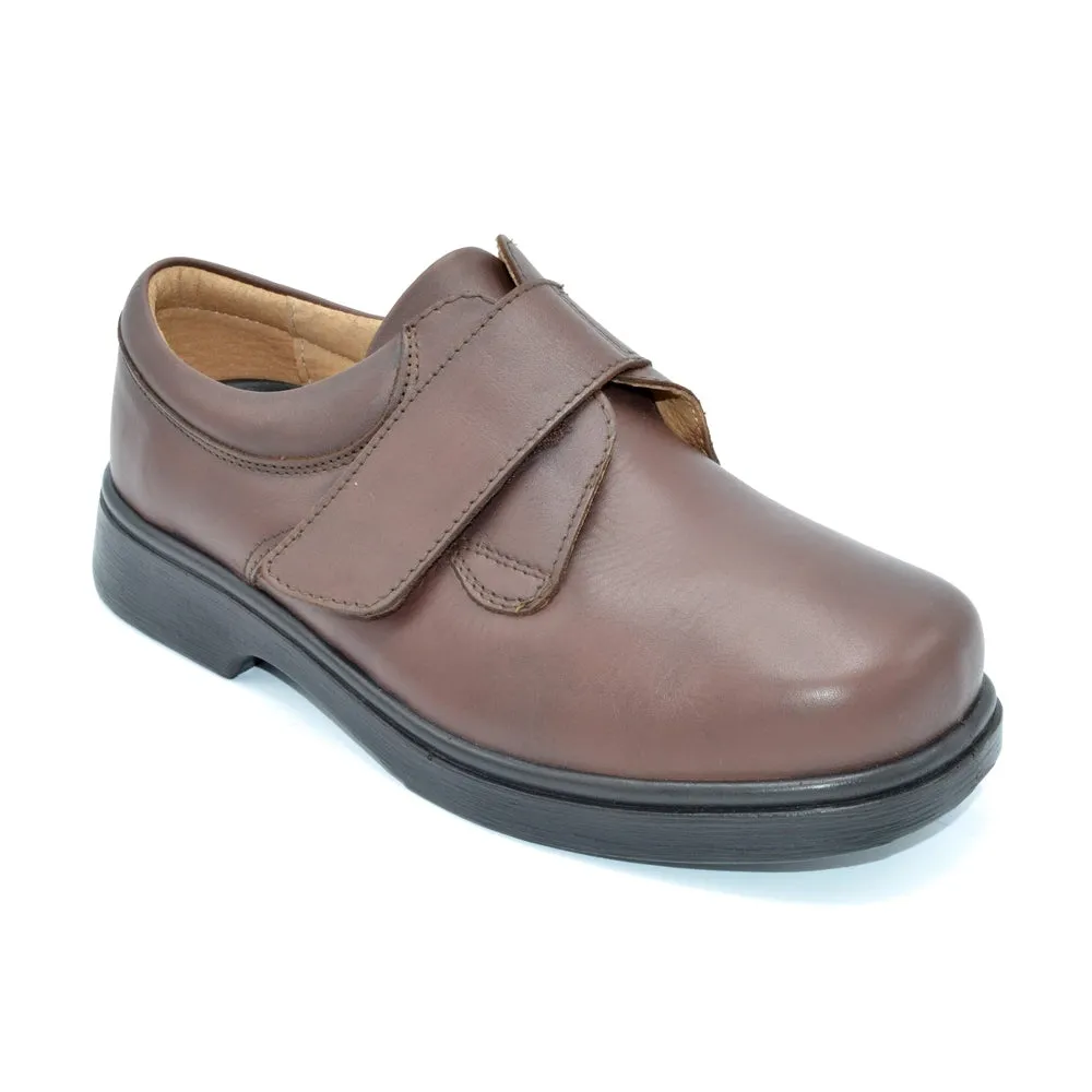 DB Reece/Benny - Mens Extra Wide Velcro Close Shoe - 6E Fitting - Brown