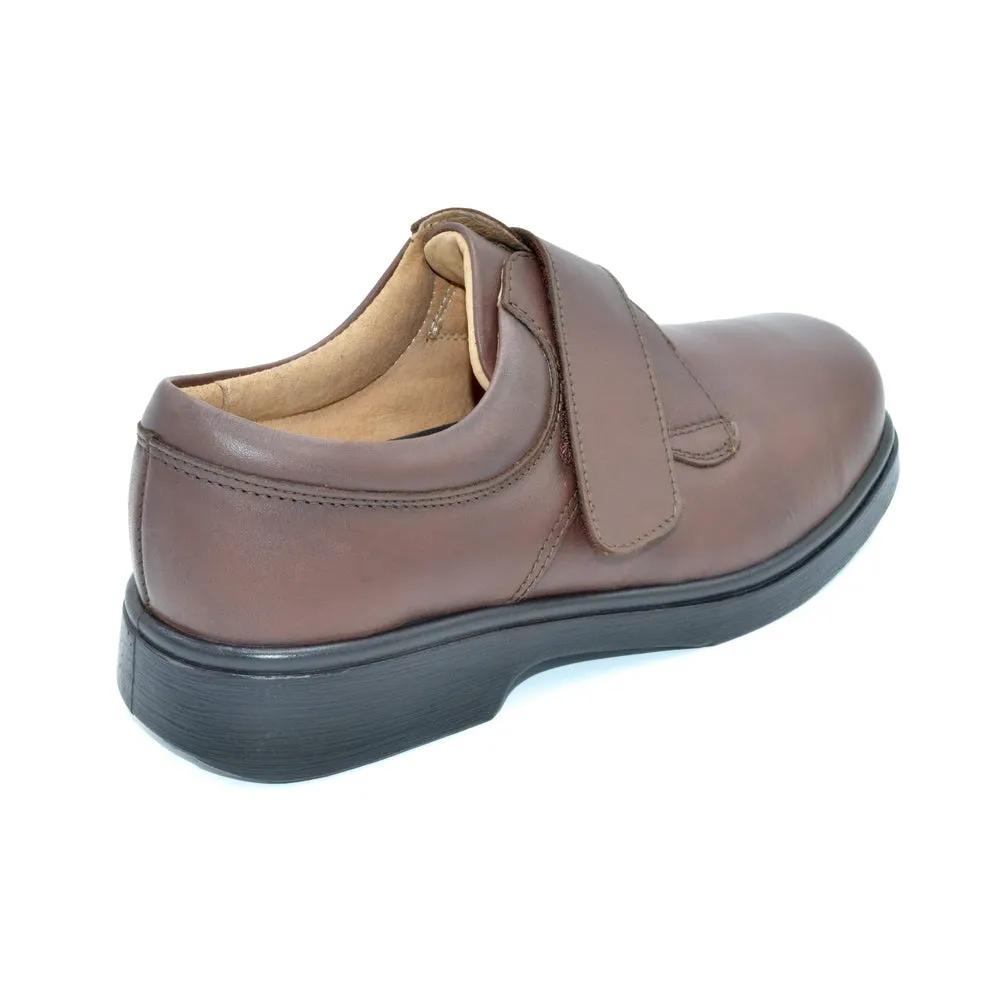 DB Reece/Benny - Mens Extra Wide Velcro Close Shoe - 6E Fitting - Brown