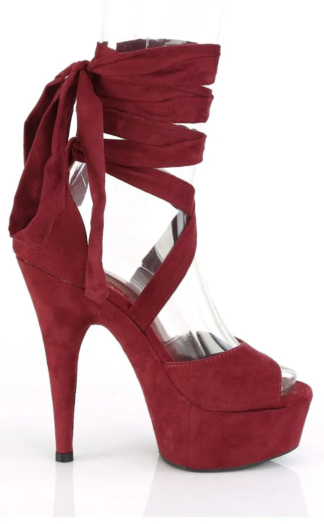 DELIGHT-679 Burgundy Suede Platform Heels