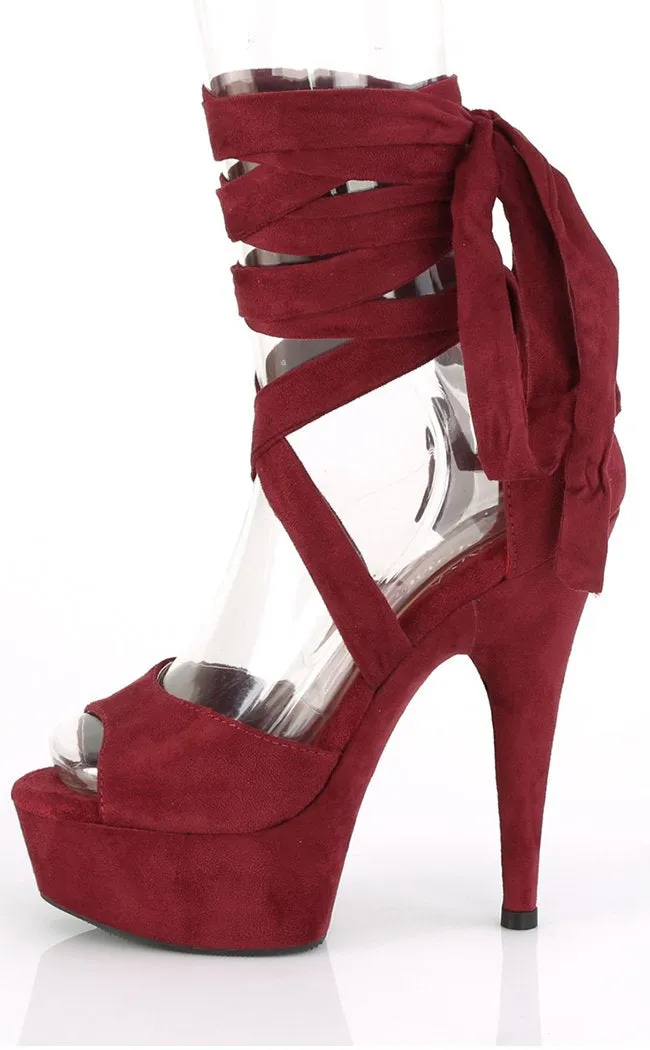 DELIGHT-679 Burgundy Suede Platform Heels