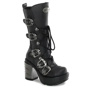 Demonia SINISTER-203 | Black Vegan Leather Mid-Calf Boots