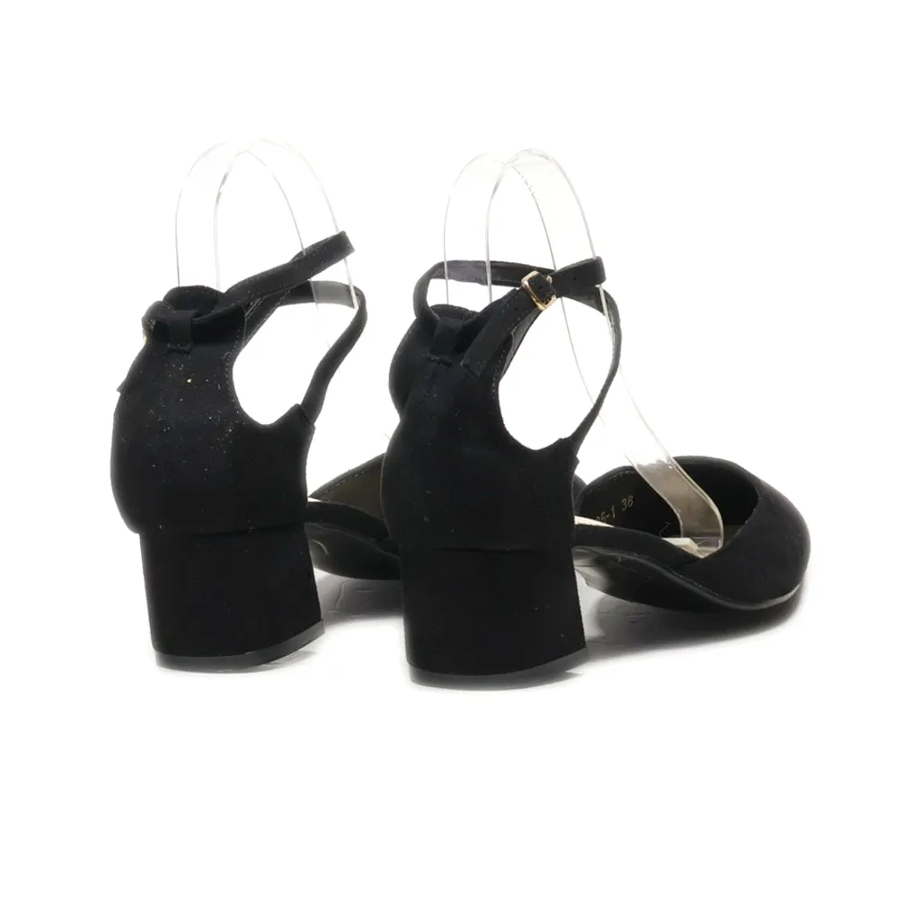 Diamantique Mid-Heel Shoes Suede Black Colour For Women