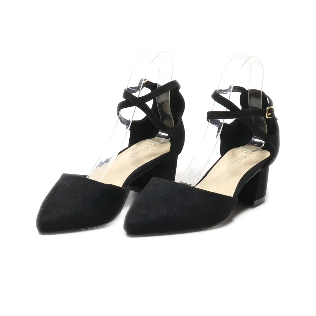 Diamantique Mid-Heel Shoes Suede Black Colour For Women