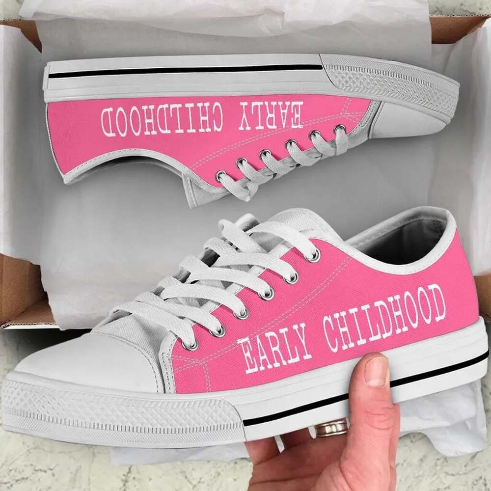 Early Childhood Love Pink White Shoes, Teacher Shoes, Low Top Sneakers